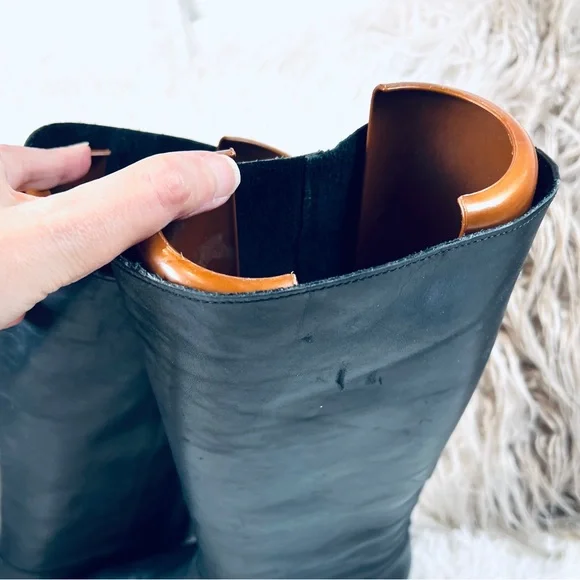 Vintage Boho Biker CHIC Black Riding Back Seam Leather Calf Boots sz 7M - Picture 6 of 12